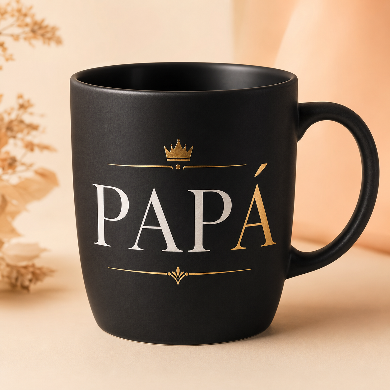 Taza negra con diseño de Papá