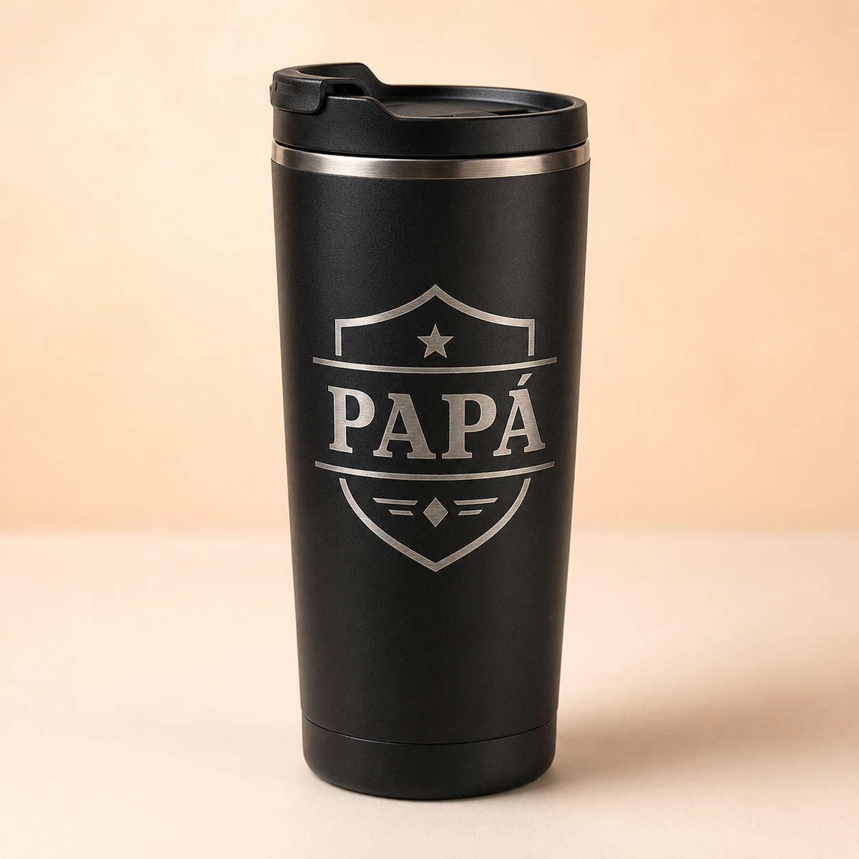 Vaso negro grabado en láser